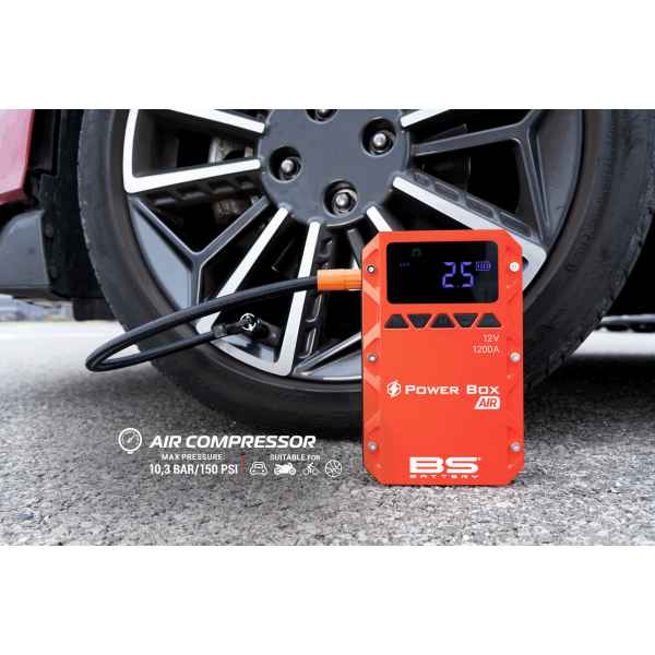 Accubooster met luchtcompressor