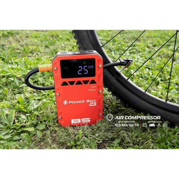 Accubooster met luchtcompressor